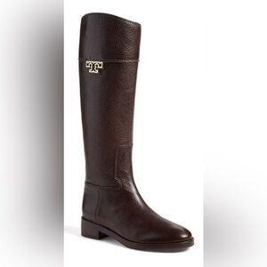 TORY BURCH JOANNA Size 8 M Brown Pebbled Leather Riding Boots
